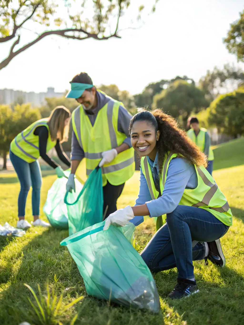 A photograph of volunteers working together to clean and maintain the grounds surrounding the Chapel of Saint Nicolas, highlighting community involvement in preserving the site's natural beauty.